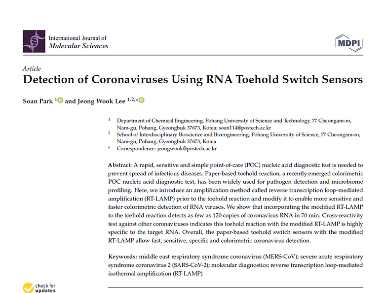 Detection of coronaviruses using RNA toehold switch sensors (International Journal of Molecular Sciences, 2021)