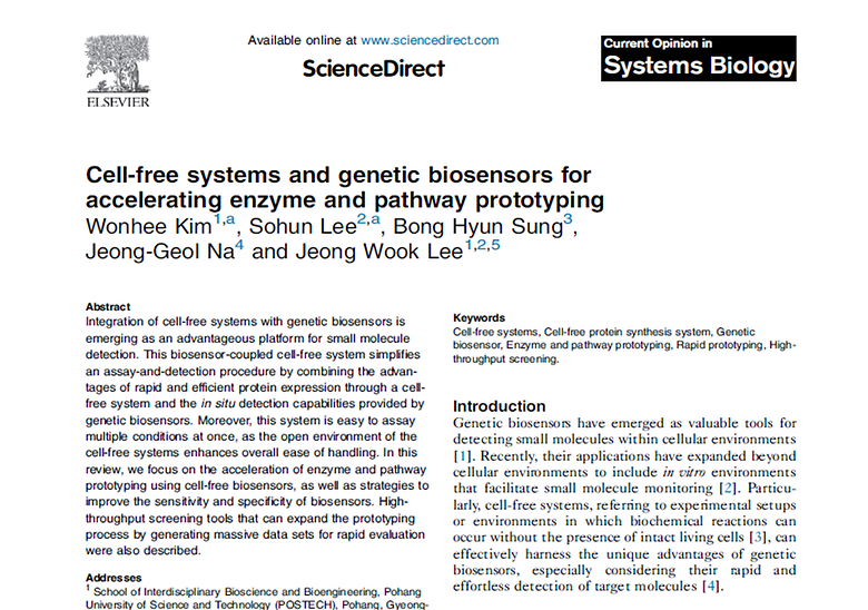 Cell-free systems and genetic biosensors for accelerating enzyme and pathway prototyping (Current Opinion in Systems Biology, 2024)