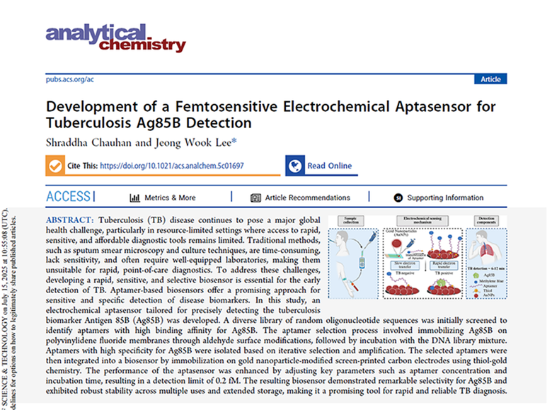 Development of a Femtosensitive Electrochemical Aptasensor for Tuberculosis Ag85B Detection (Analytical Chemistry, 2025) (JCR 10%)